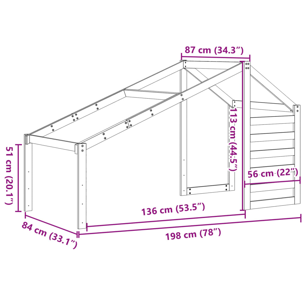 Toit de lit pour enfants 198x87x113 cm bois de pin massif