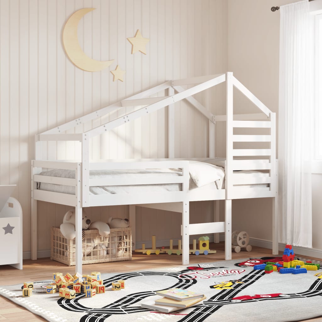 Toit de lit pour enfants blanc 188x82x113 cm bois de pin massif - XIOS