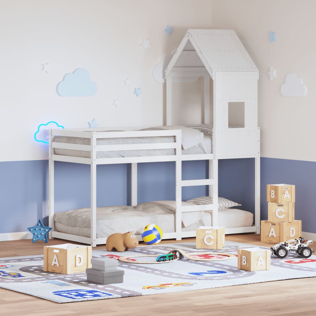 Toit de lit pour enfants blanc 60x99x139,5cm bois de pin massif - XIOS