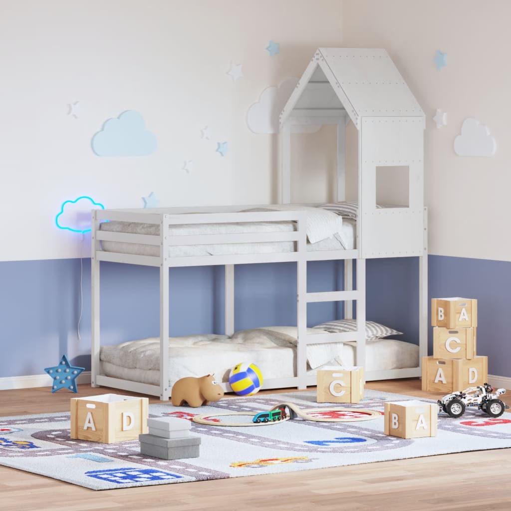 Toit de lit pour enfants blanc 55x99x139,5cm bois de pin massif