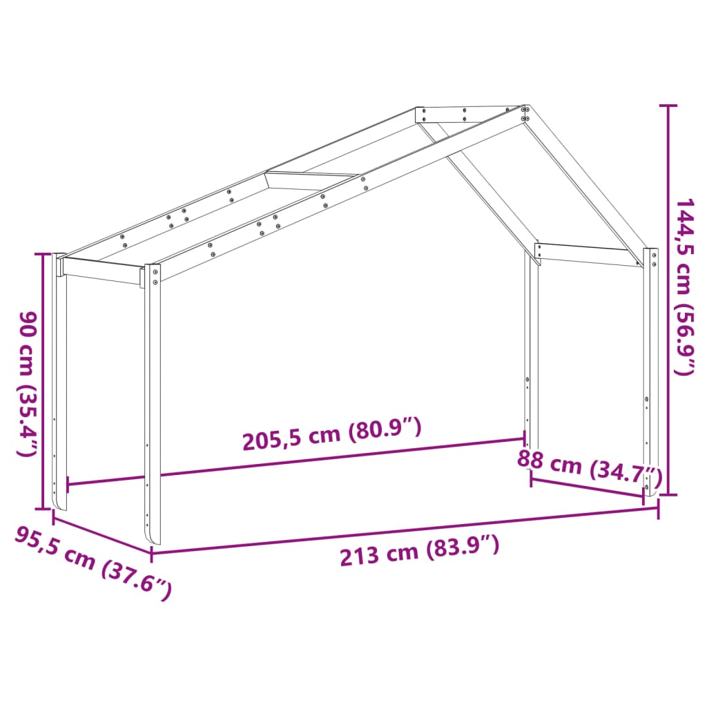 Toit de lit pour enfants 213x95,5x144,5 cm bois de pin massif