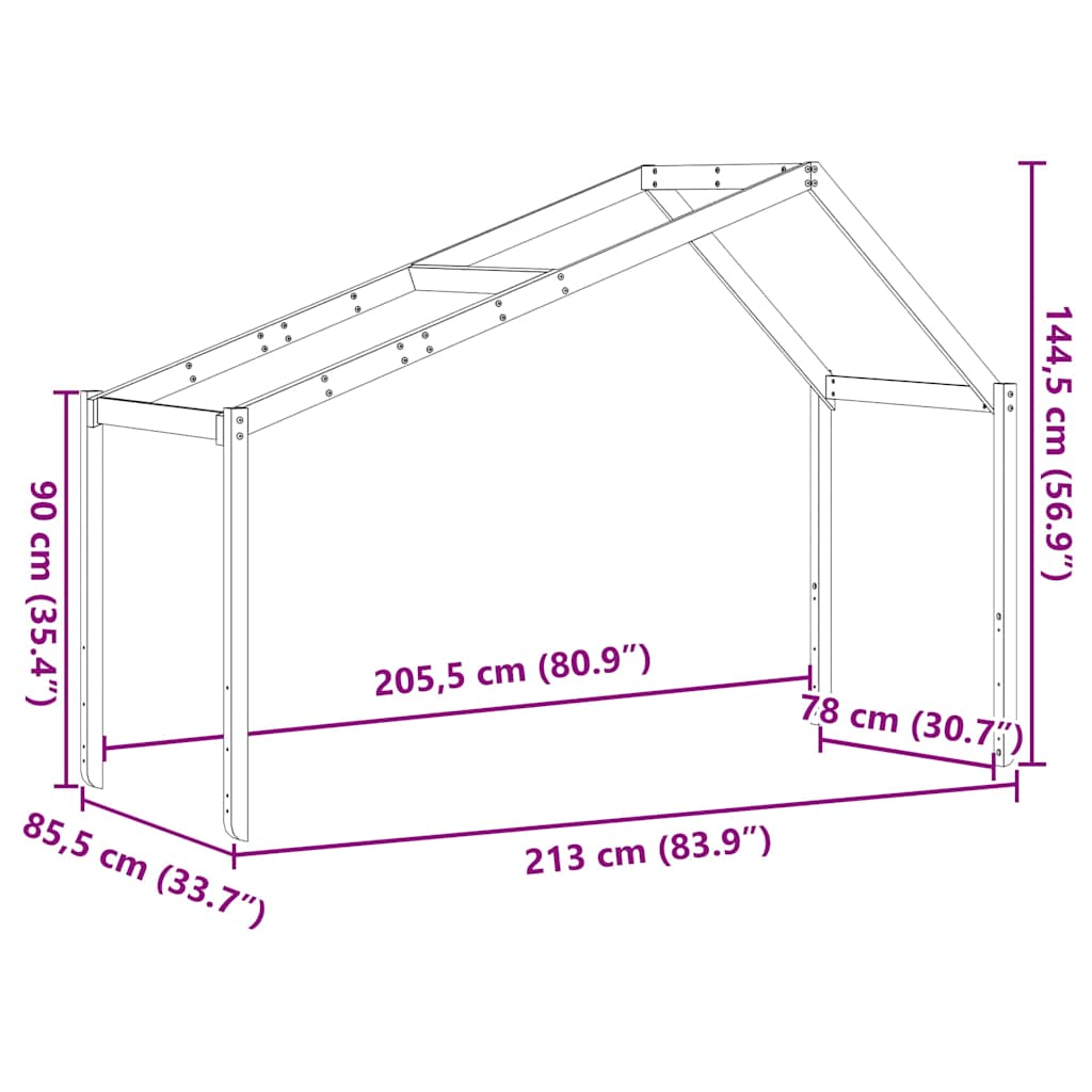 Toit de lit pour enfants 213x85,5x144,5 cm bois de pin massif - XIOS