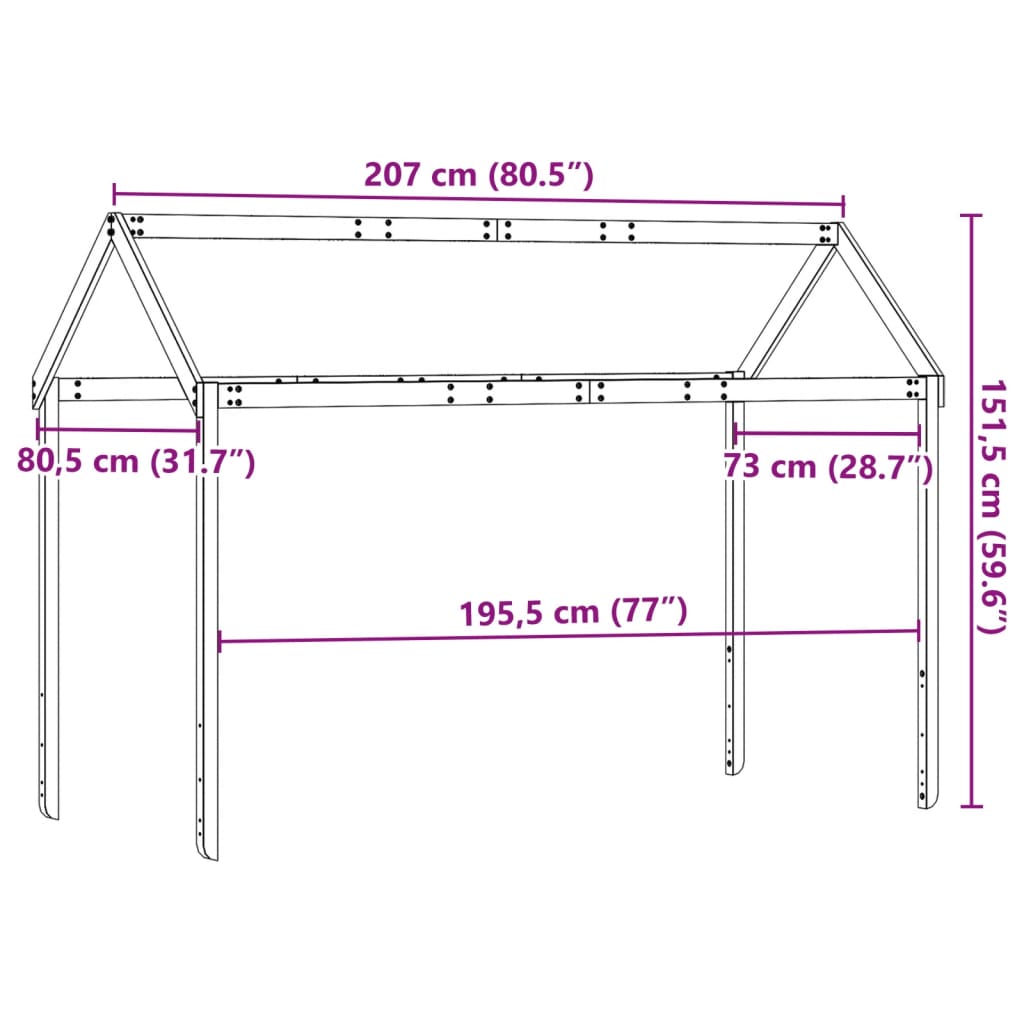 Toit de lit pour enfants 207x80,5x151,5 cm bois de pin massif - XIOS