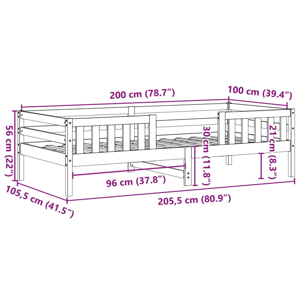 Cadre de lit sans matelas blanc 100x200 cm bois de pin massif - XIOS