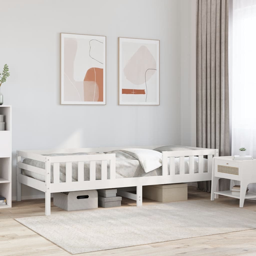 Cadre de lit sans matelas blanc 100x200 cm bois de pin massif - XIOS