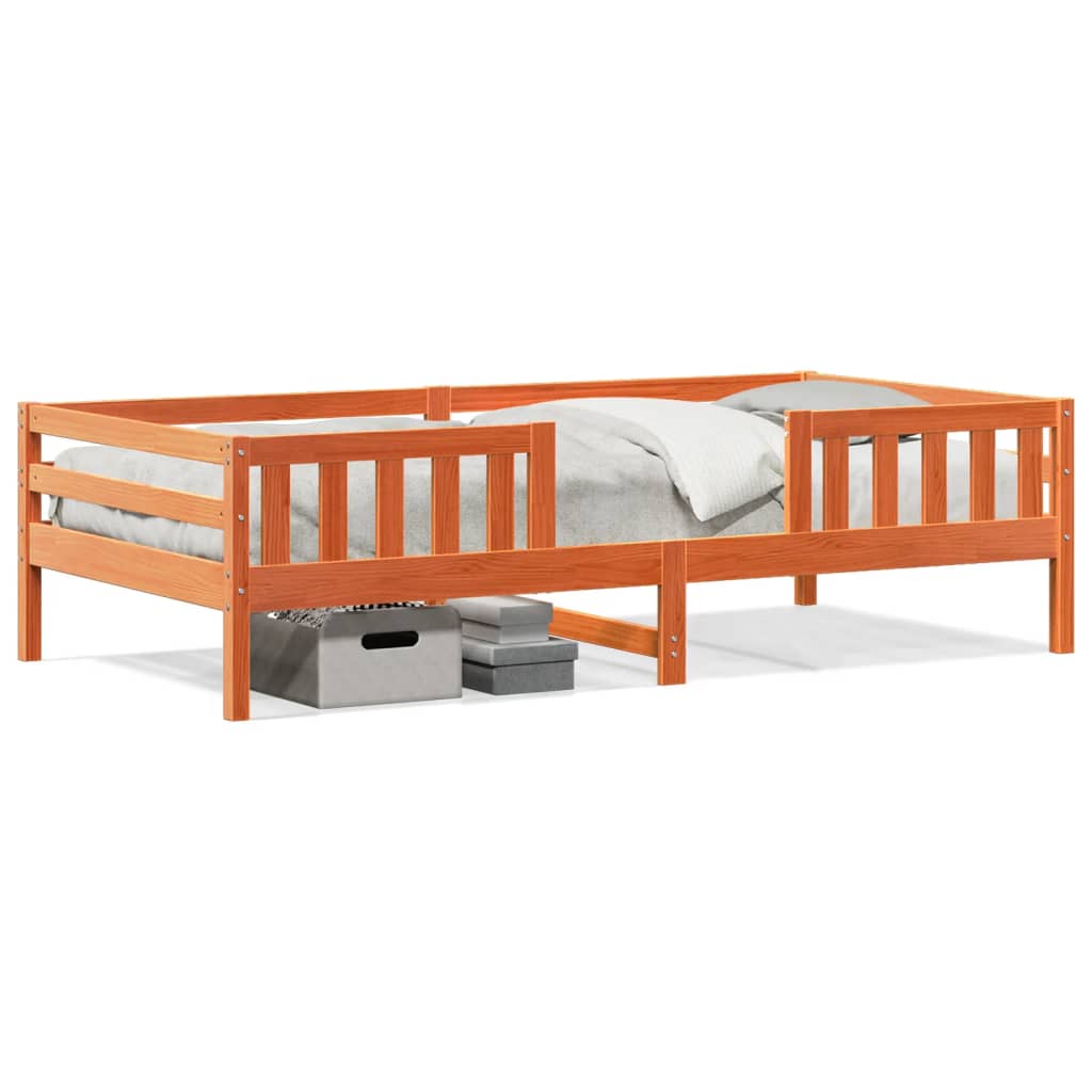 Cadre de lit sans matelas cire marron 100x200cm bois pin massif - XIOS