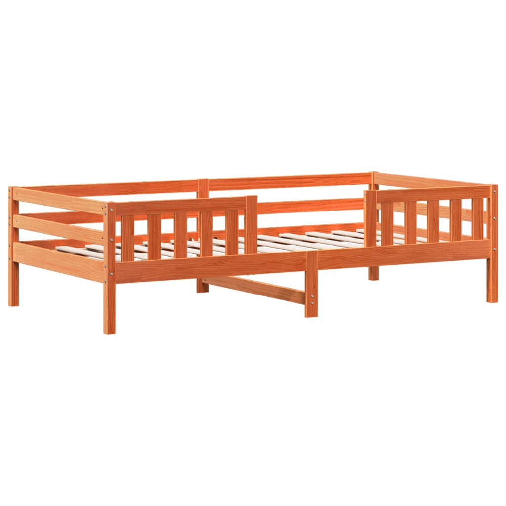 Cadre de lit sans matelas cire marron 100x200cm bois pin massif - XIOS