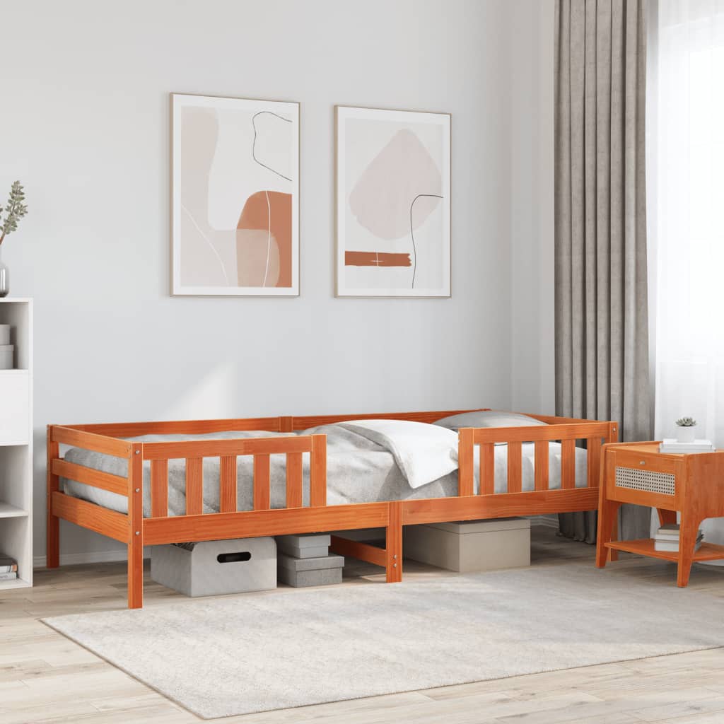 Cadre de lit sans matelas cire marron 75x190 cm bois pin massif - XIOS