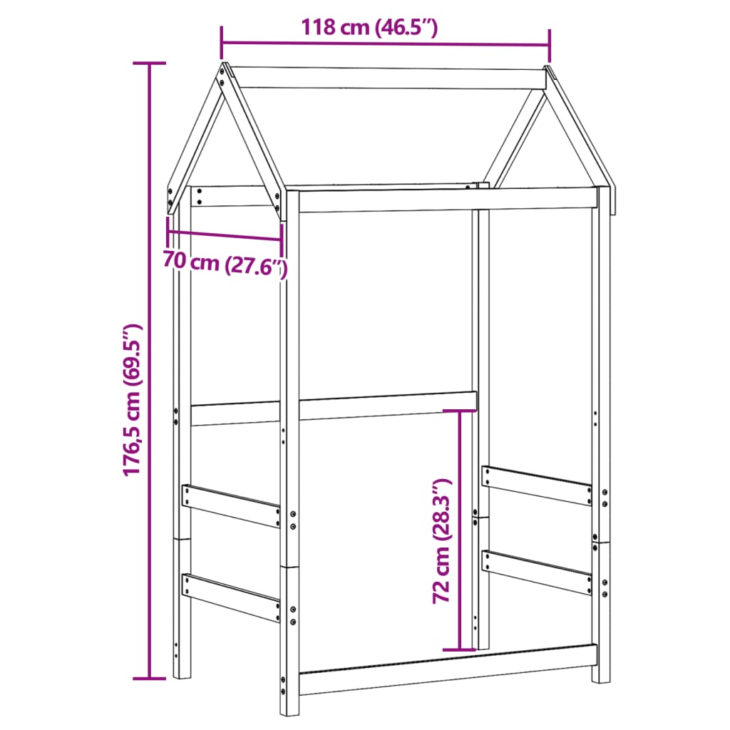 Toit de lit pour enfants 118x70x176,5 cm bois de pin massif - XIOS