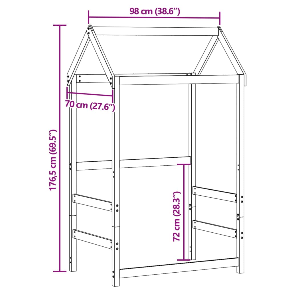 Toit de lit pour enfants 98x70x176,5 cm bois de pin massif - XIOS