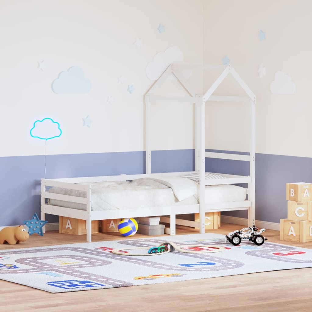 Toit de lit pour enfants blanc 98x70x176,5cm bois de pin massif