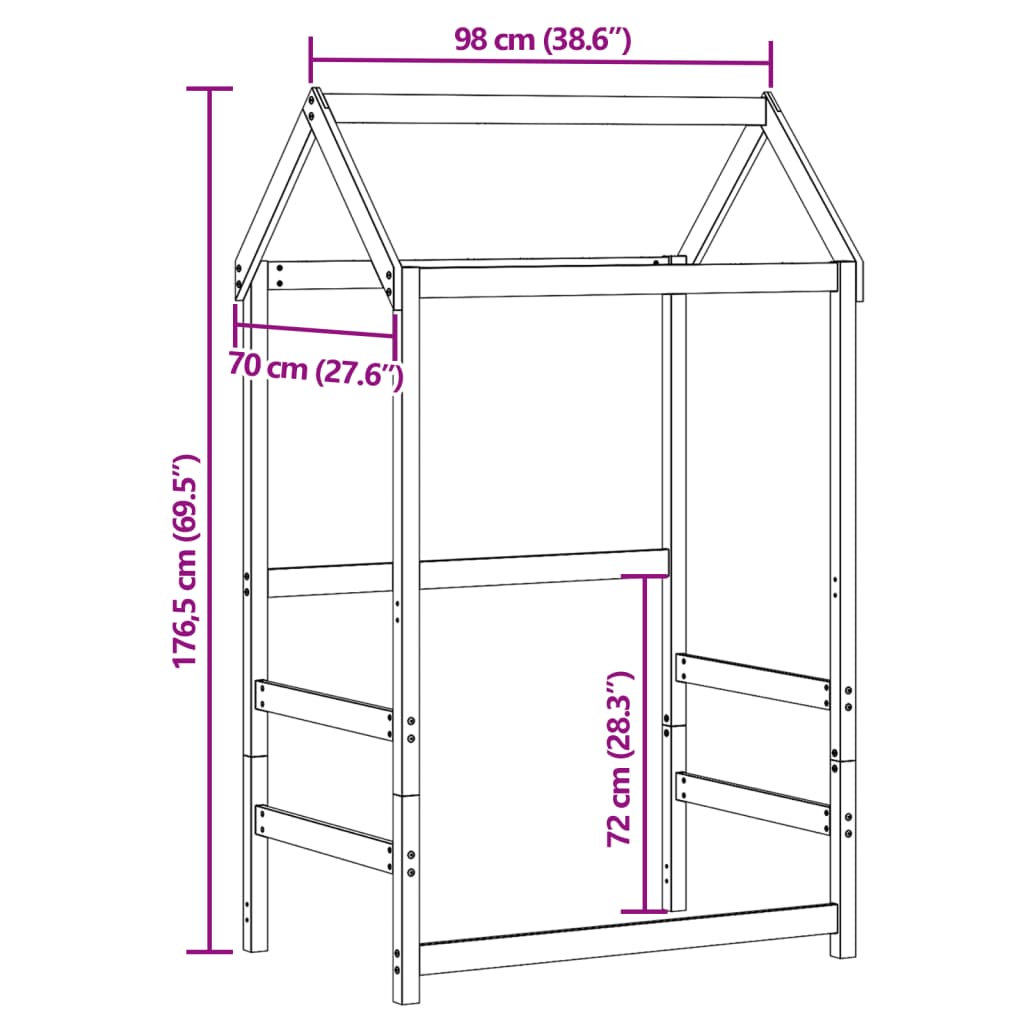 Toit de lit pour enfants 98x70x176,5 cm bois de pin massif