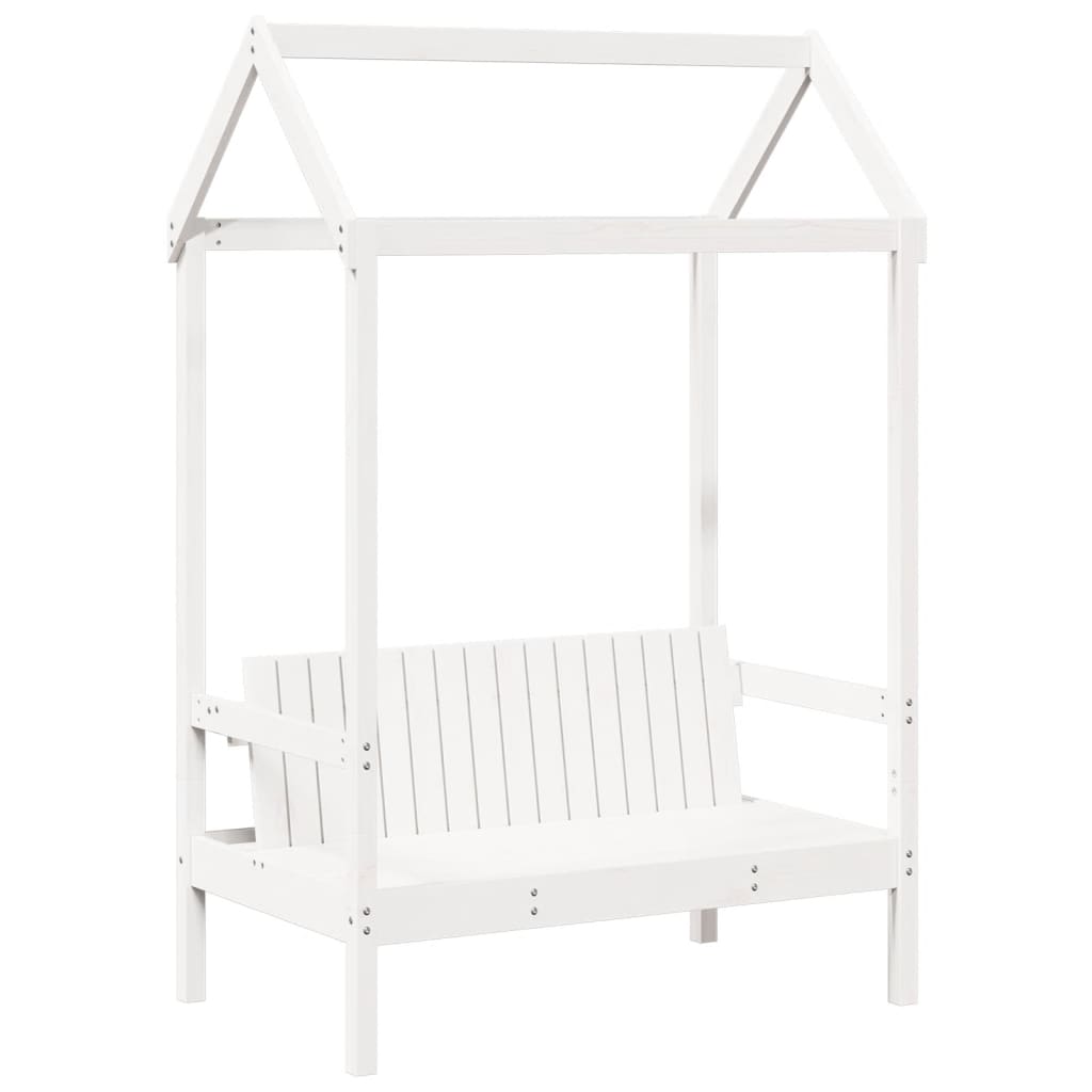 Banc avec toit blanc 117,5x70x176,5 cm bois de pin massif - XIOS