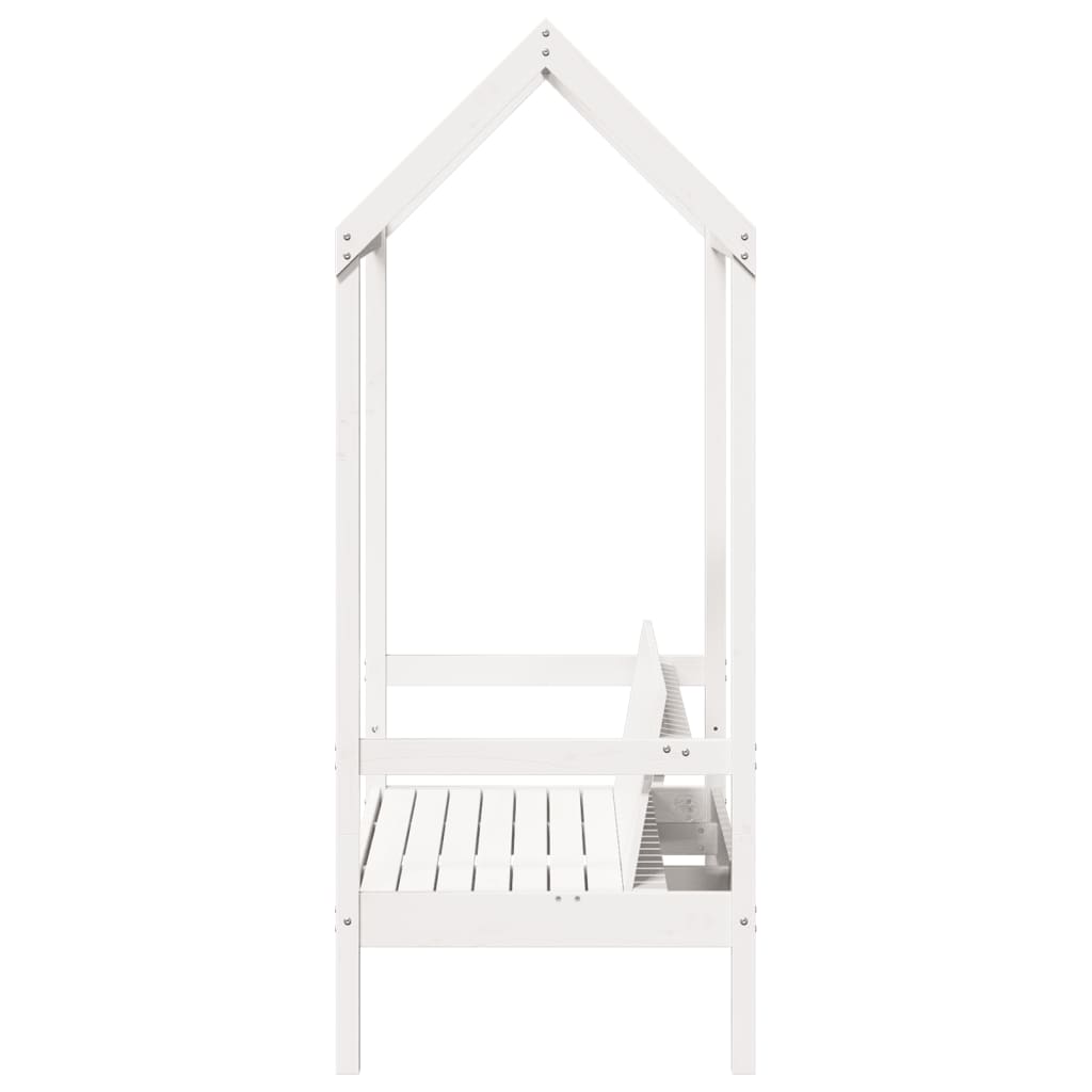 Banc avec toit blanc 117,5x70x176,5 cm bois de pin massif - XIOS