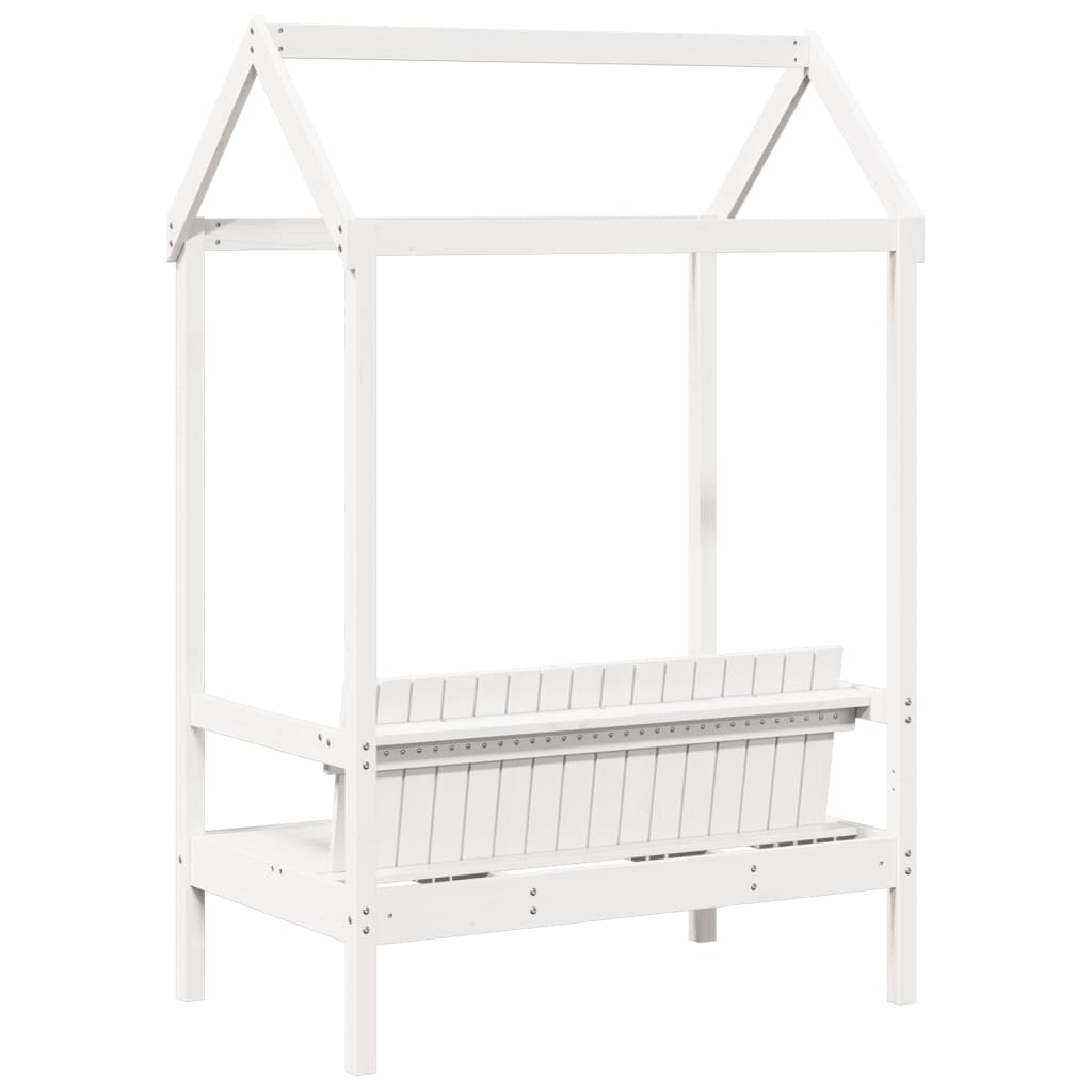 Banc avec toit blanc 117,5x70x176,5 cm bois de pin massif - XIOS