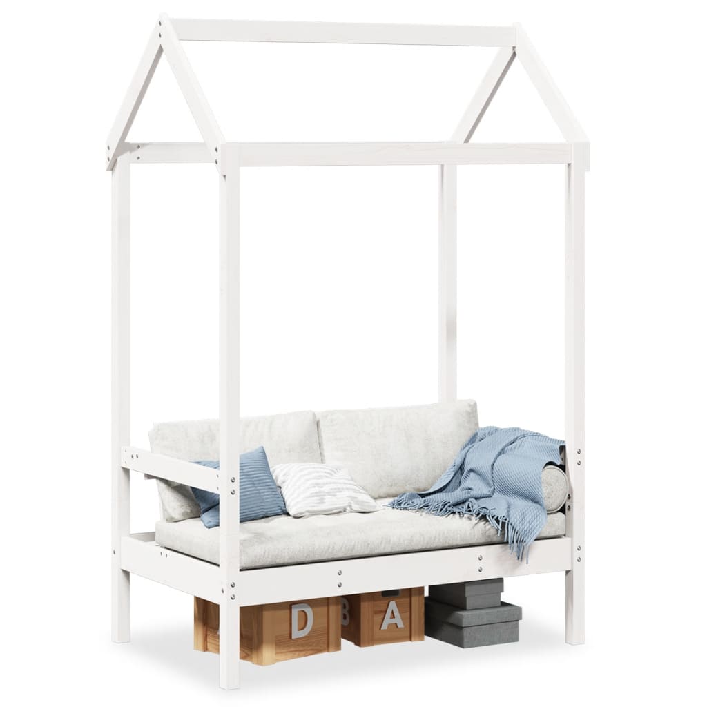 Banc avec toit blanc 117,5x70x176,5 cm bois de pin massif - XIOS