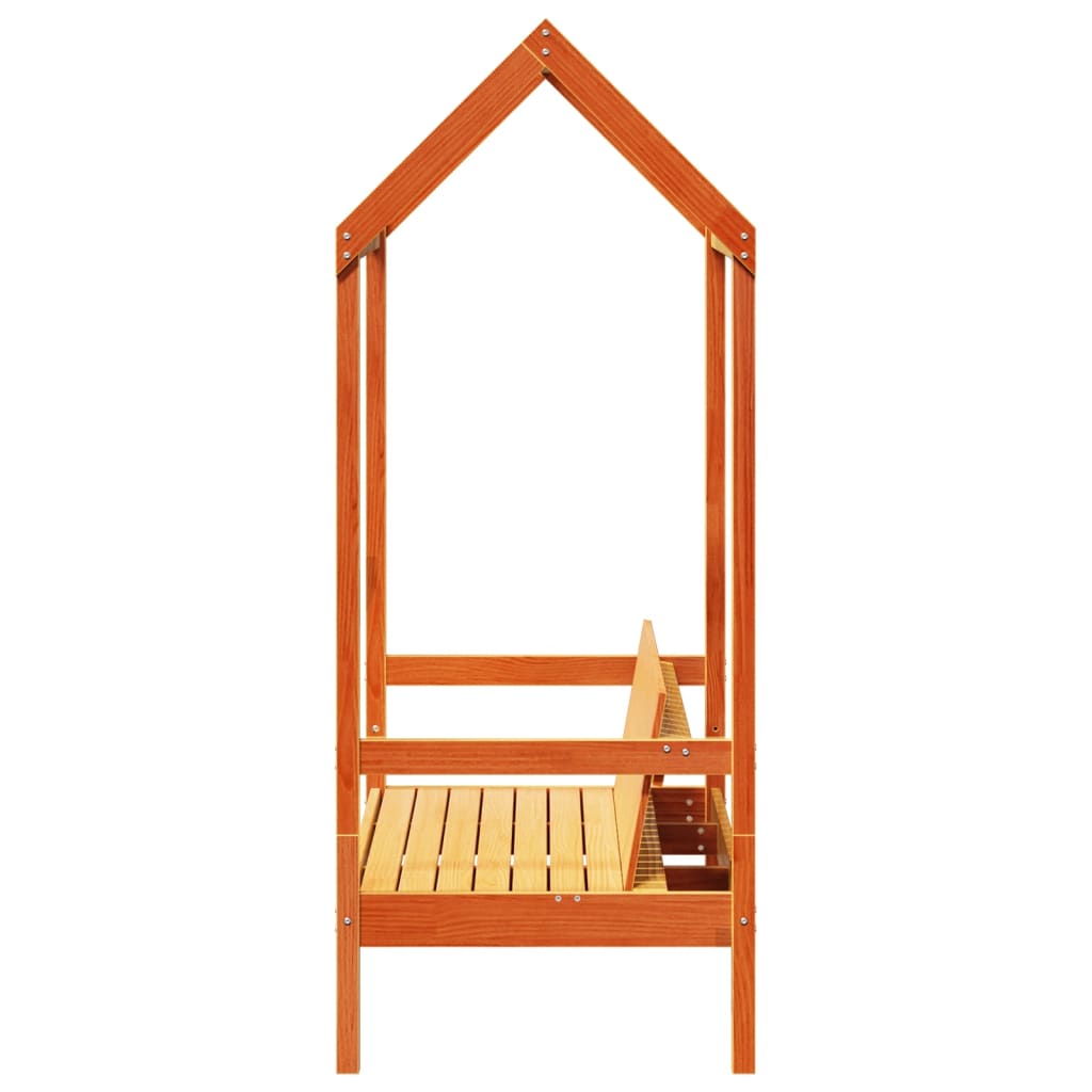 Banc avec toit cire marron 117,5x70x176,5 cm bois de pin massif - XIOS