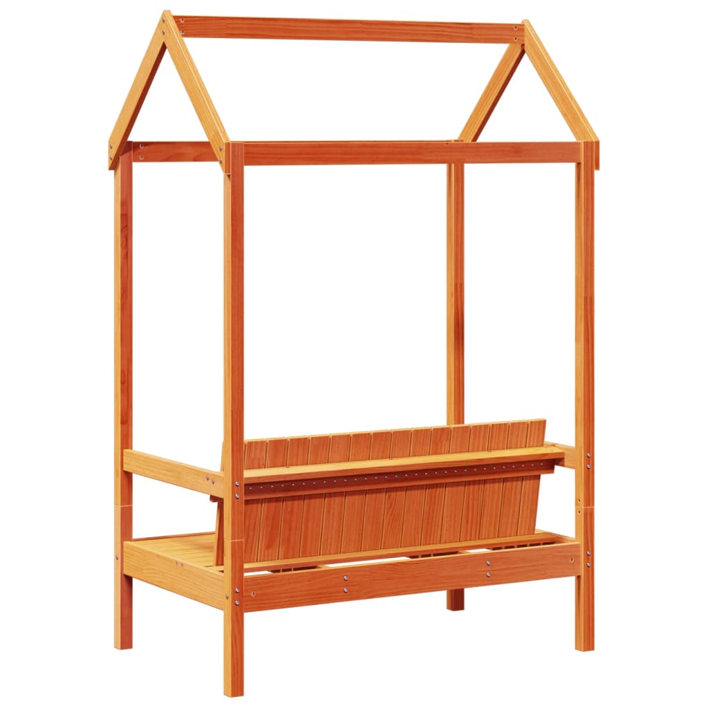 Banc avec toit cire marron 117,5x70x176,5 cm bois de pin massif - XIOS