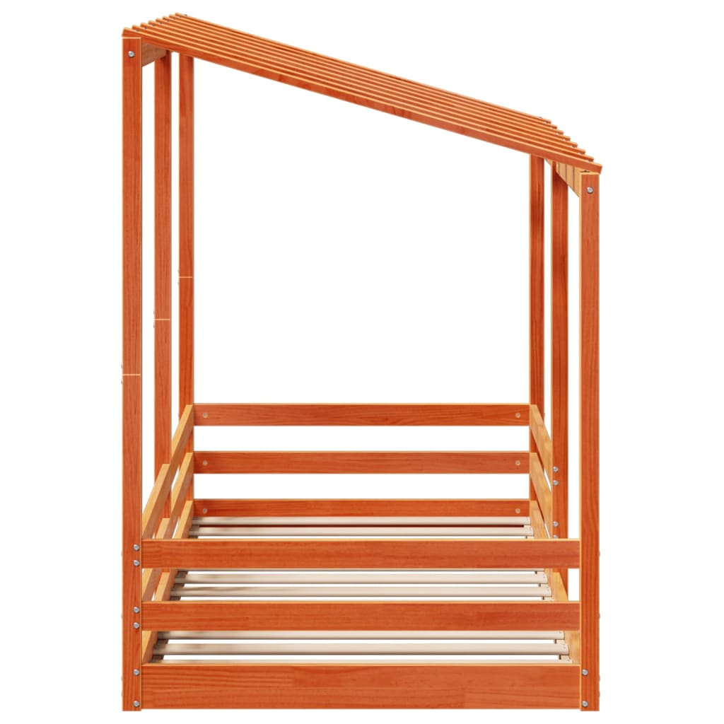 Lit pour enfants sans matelas cire marron 90x200 cm pin massif - XIOS