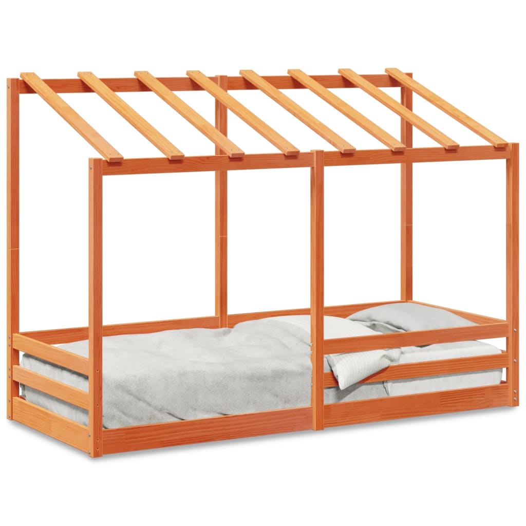 Lit pour enfants sans matelas cire marron 90x190 cm pin massif - XIOS