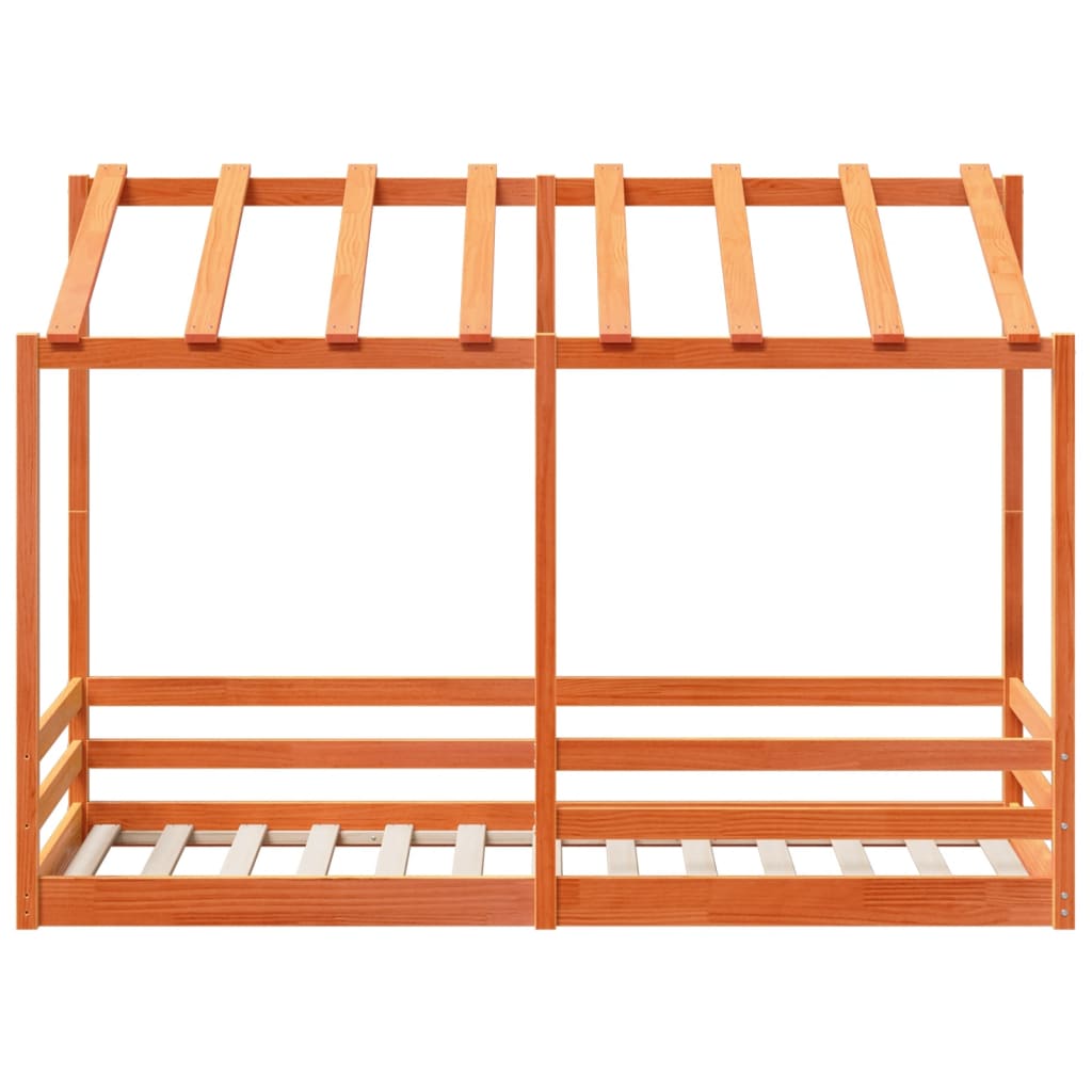 Lit pour enfants sans matelas cire marron 75x190 cm pin massif - XIOS