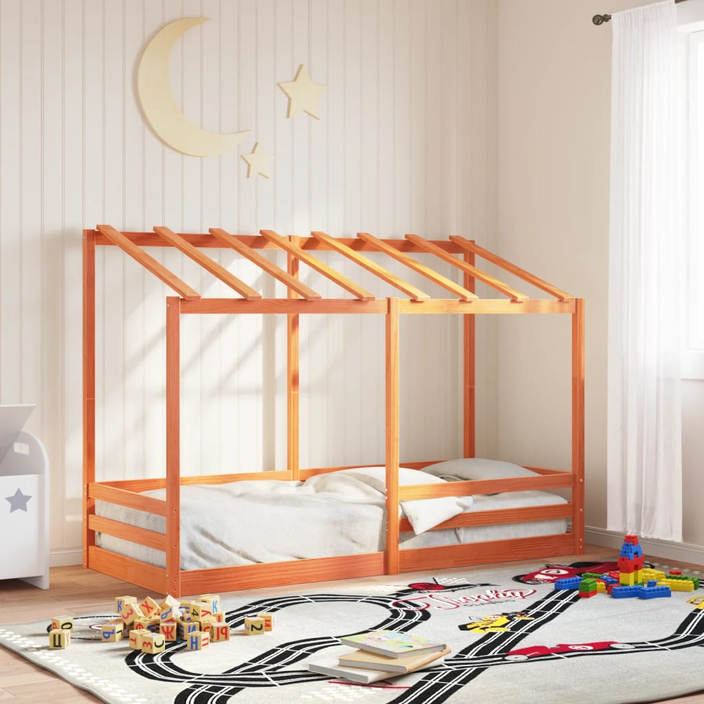 Lit pour enfants sans matelas cire marron 75x190 cm pin massif - XIOS