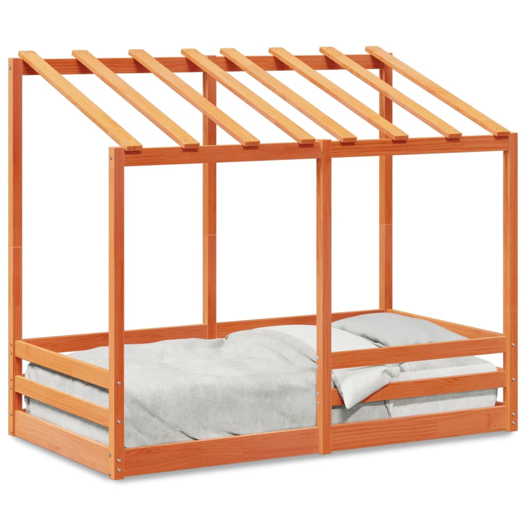 Lit pour enfants sans matelas cire marron 80x160 cm pin massif - XIOS