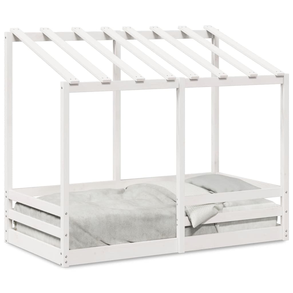 Lit pour enfants sans matelas blanc 70x140cm bois de pin massif - XIOS