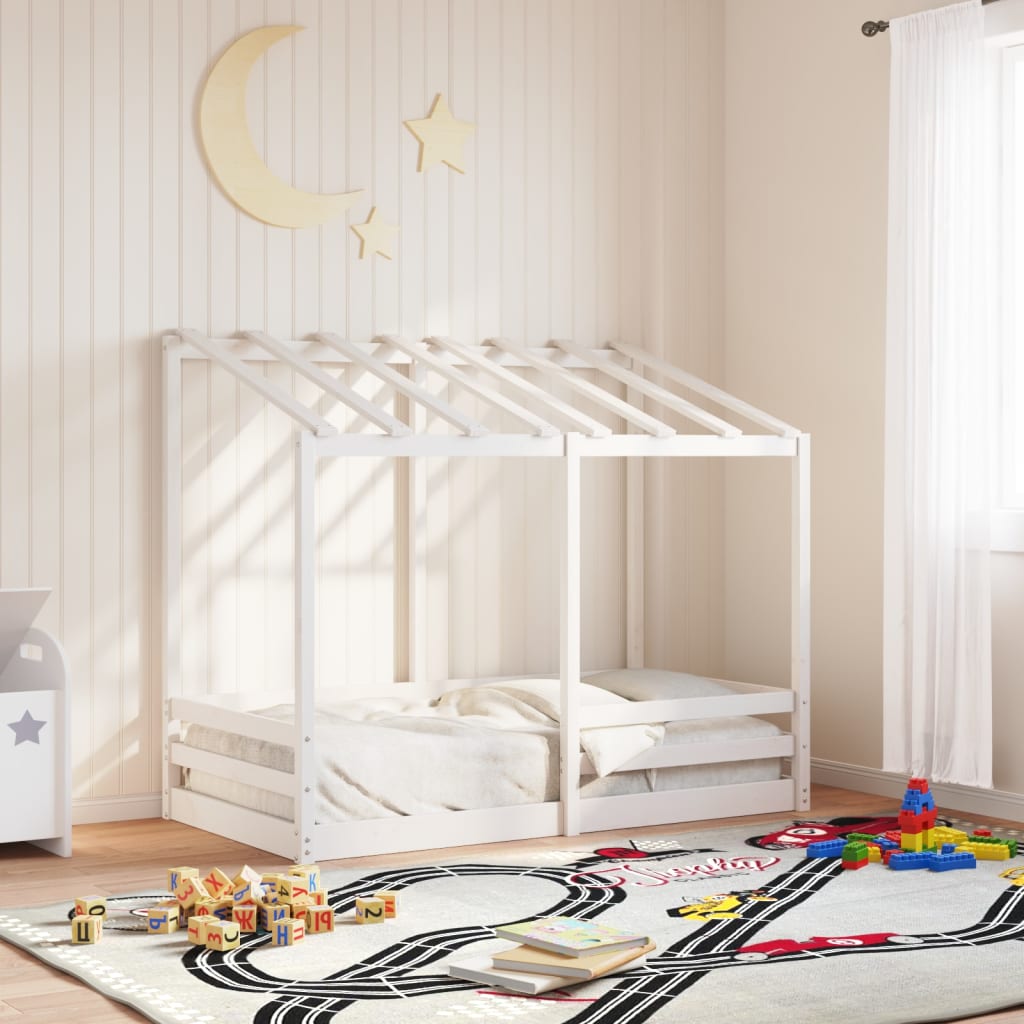 Lit pour enfants sans matelas blanc 70x140cm bois de pin massif - XIOS
