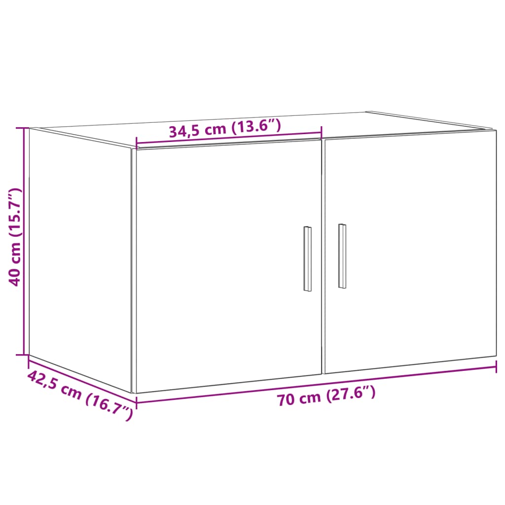 Armoire murale chêne fumé 70x42,5x40 cm bois d'ingénierie - XIOS