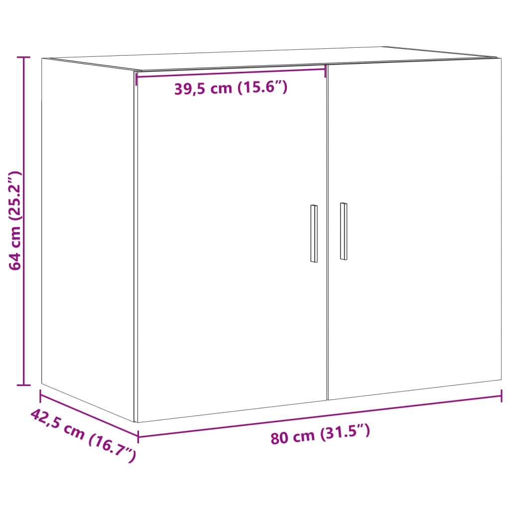 Armoire murale chêne fumé 80x42,5x64 cm bois d'ingénierie - XIOS
