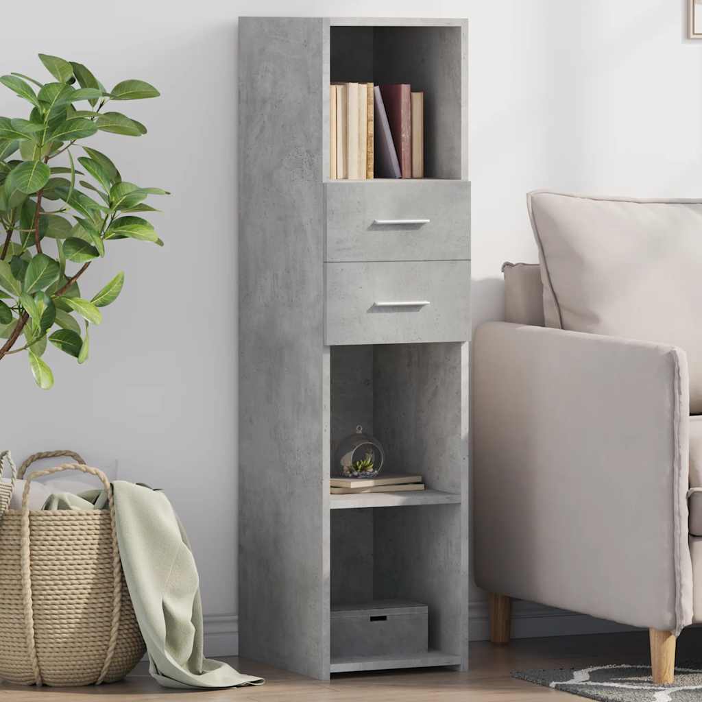 Buffet haut gris béton 30x42,5x124 cm bois d'ingénierie - XIOS