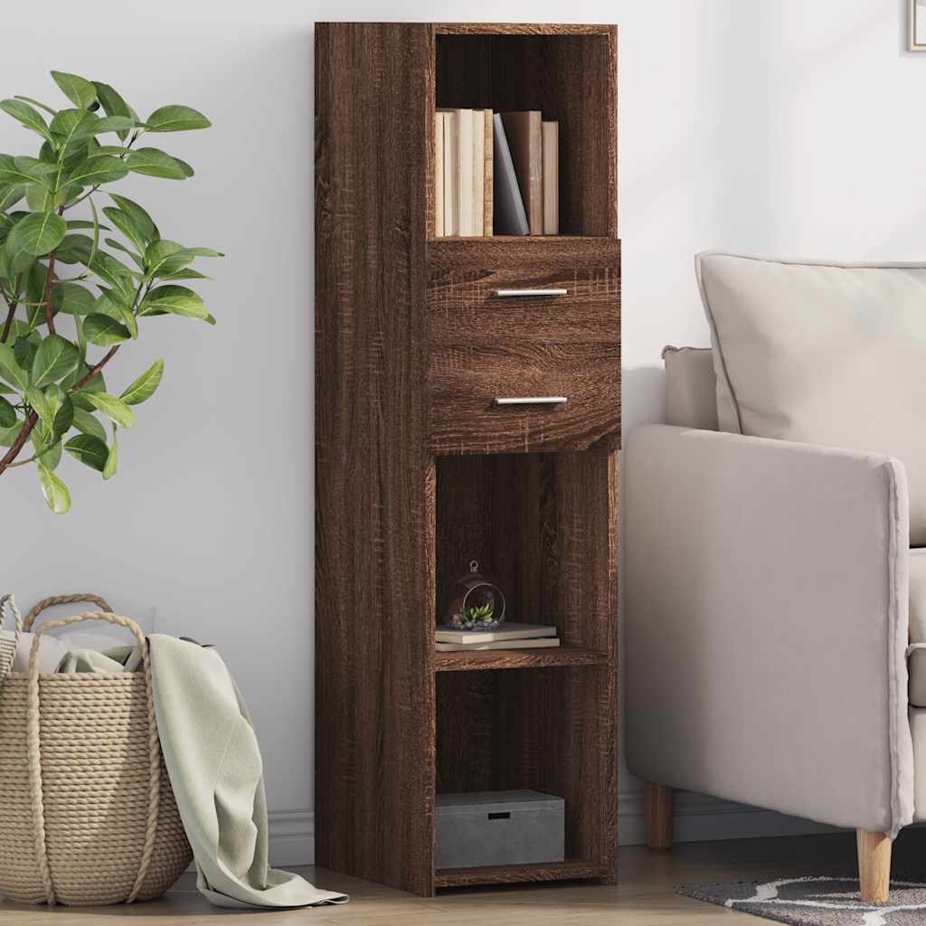 Buffet haut chêne marron 30x42,5x124 cm bois d'ingénierie - XIOS