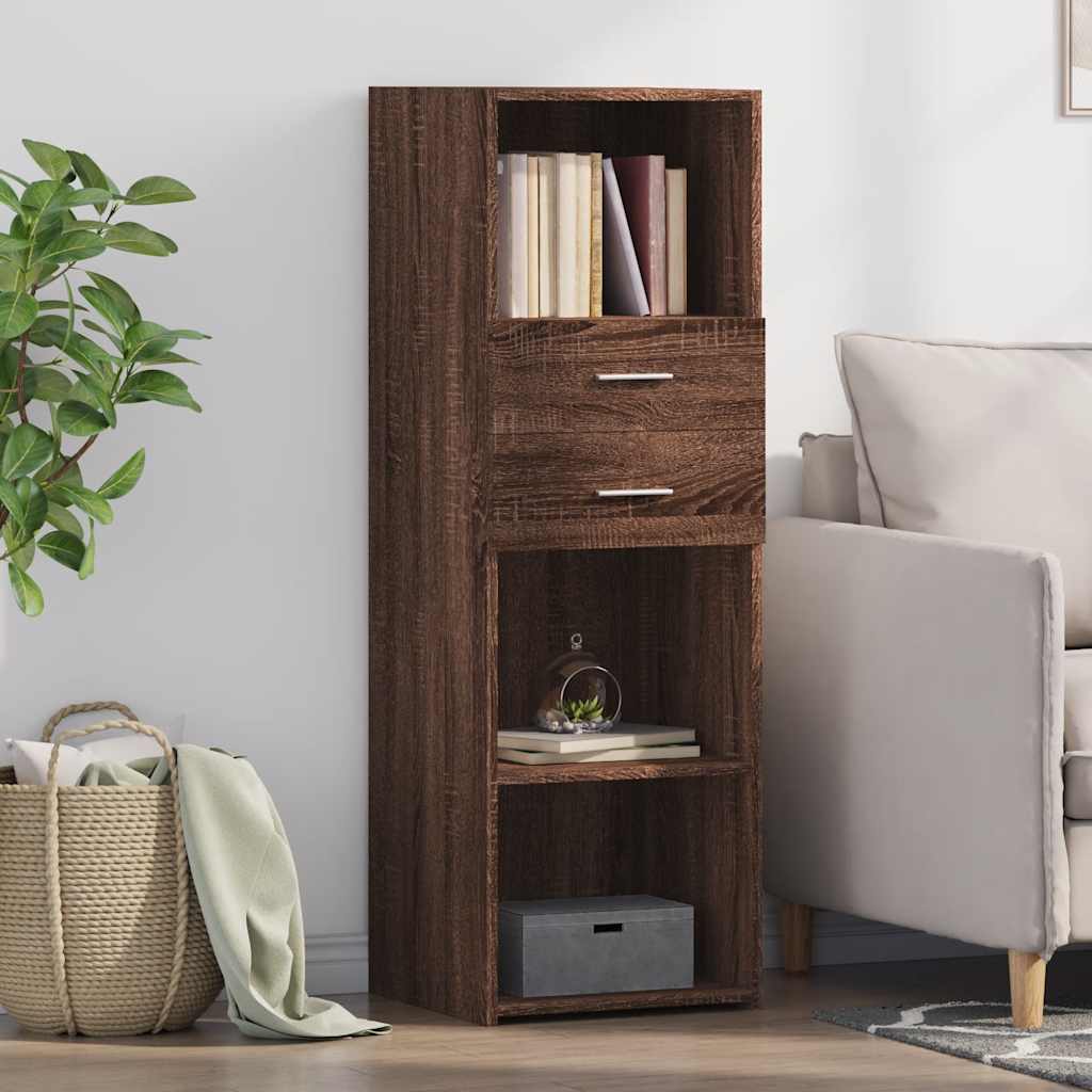 Buffet haut chêne marron 40x42,5x124 cm bois d'ingénierie - XIOS