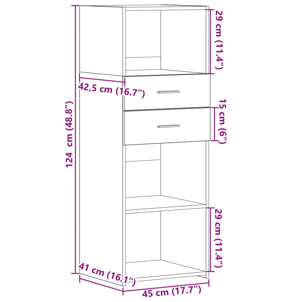 Buffet haut noir 45x42,5x124 cm bois d'ingénierie - XIOS