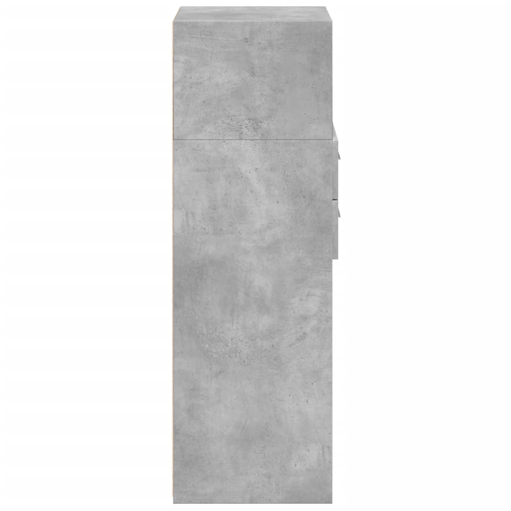Buffet haut gris béton 45x42,5x124 cm bois d'ingénierie - XIOS