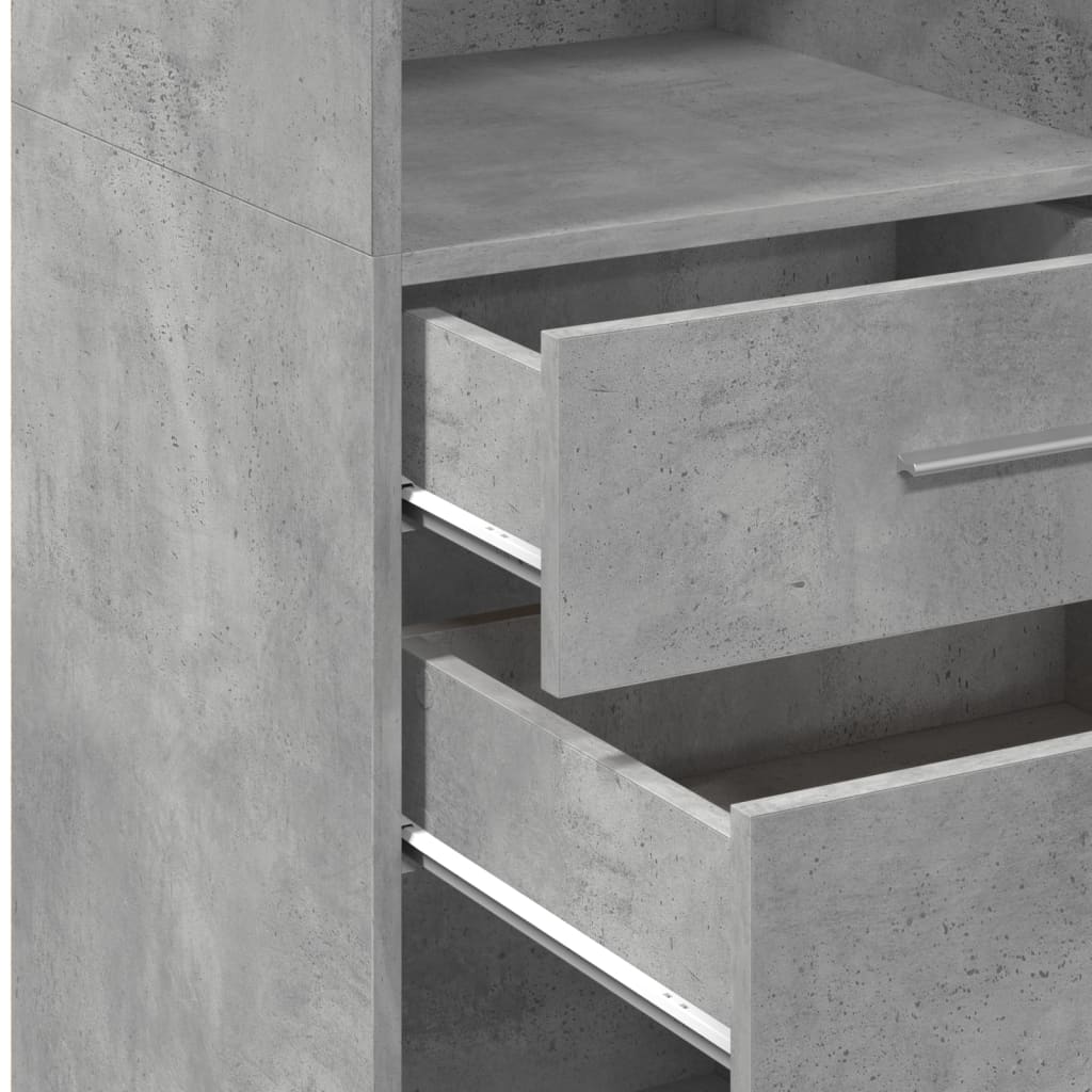 Buffet haut gris béton 45x42,5x124 cm bois d'ingénierie - XIOS