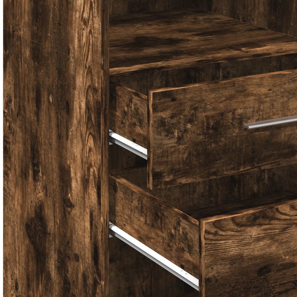 Buffet haut chêne fumé 45x42,5x124 cm bois d'ingénierie - XIOS