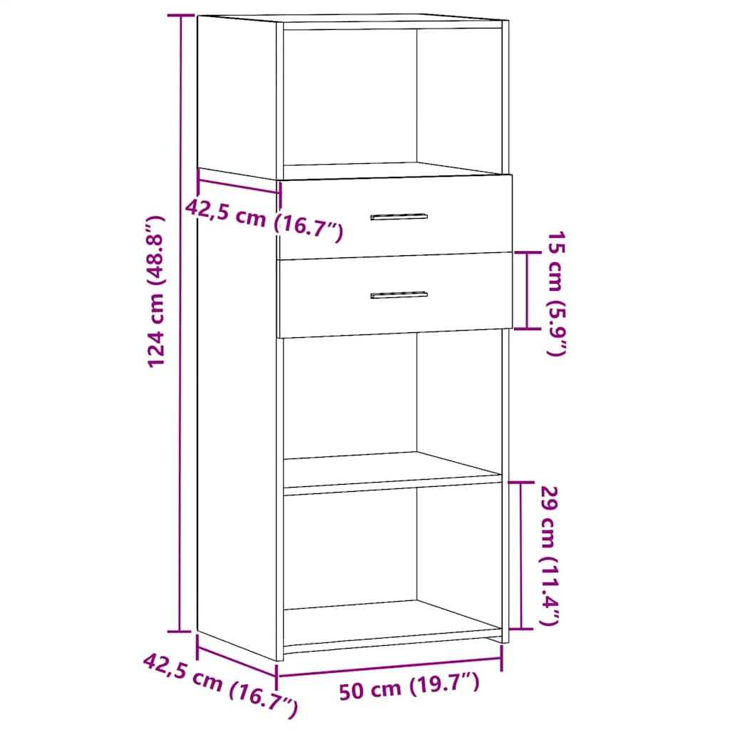 Buffet haut chêne sonoma 50x42,5x124 cm bois d'ingénierie - XIOS