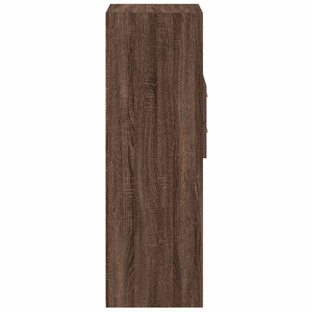 Buffet haut chêne marron 50x42,5x124 cm bois d'ingénierie - XIOS