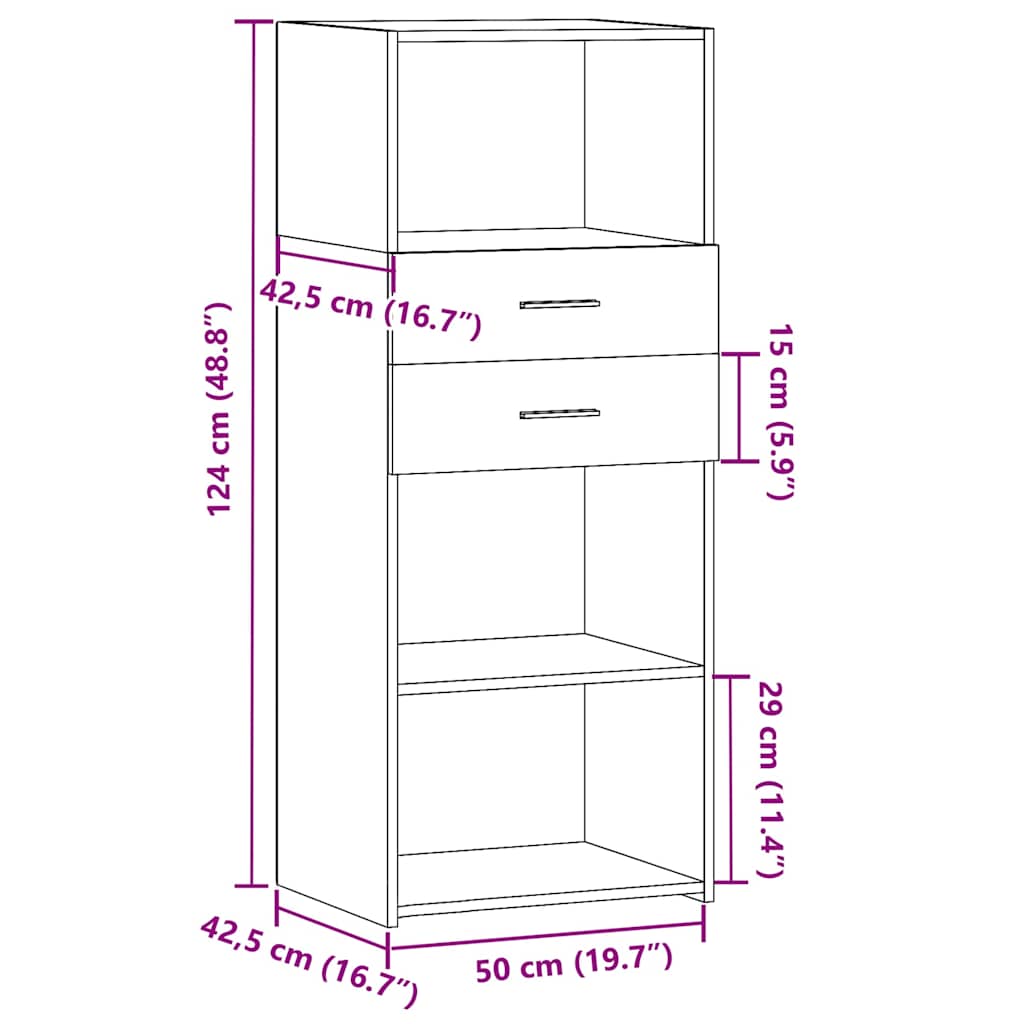 Buffet haut chêne marron 50x42,5x124 cm bois d'ingénierie - XIOS