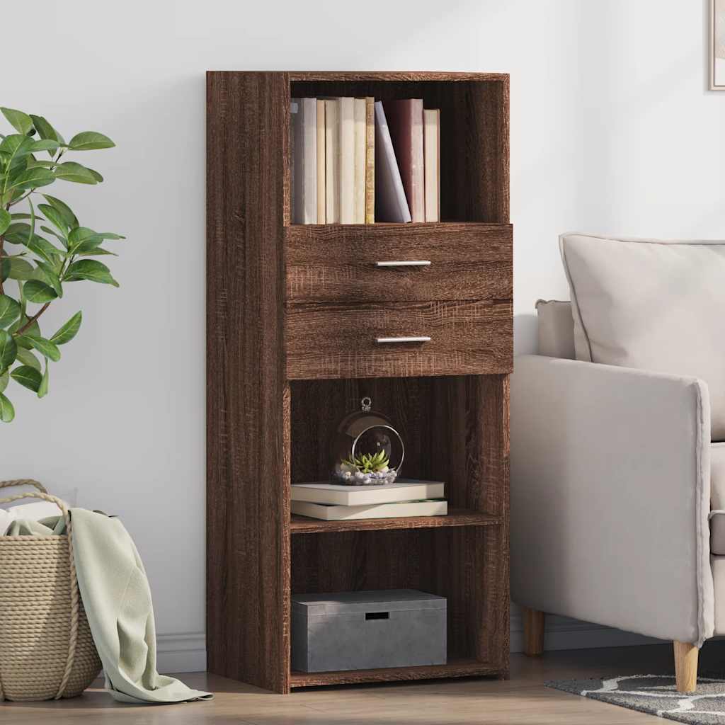 Buffet haut chêne marron 50x42,5x124 cm bois d'ingénierie - XIOS