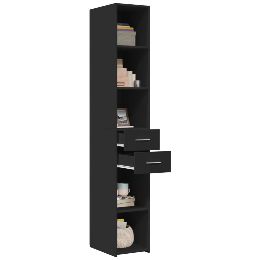 Buffet haut noir 30x42,5x185 cm bois d'ingénierie - XIOS