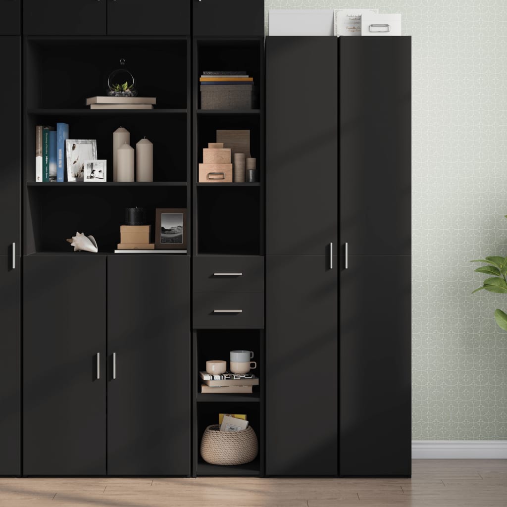 Buffet haut noir 30x42,5x185 cm bois d'ingénierie - XIOS
