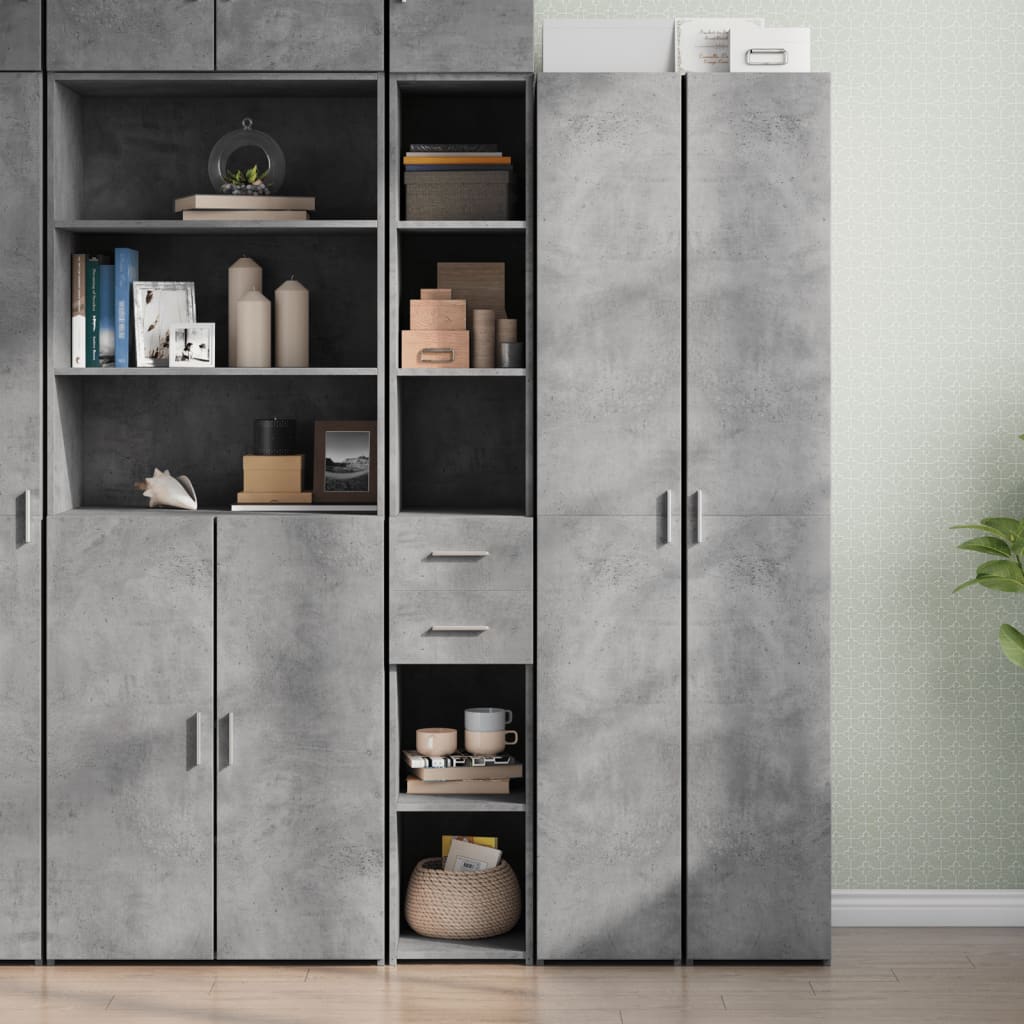 Buffet haut gris béton 30x42,5x185 cm bois d'ingénierie - XIOS