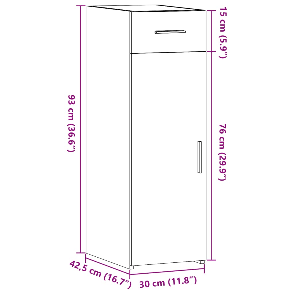 Buffet chêne fumé 30x42,5x93 cm bois d'ingénierie - XIOS
