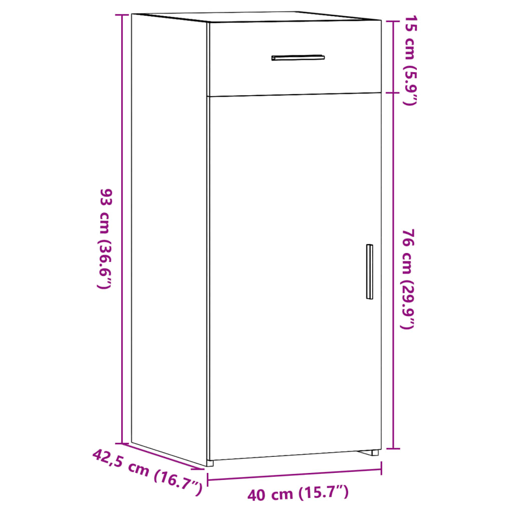 Buffet chêne fumé 40x42,5x93 cm bois d'ingénierie - XIOS