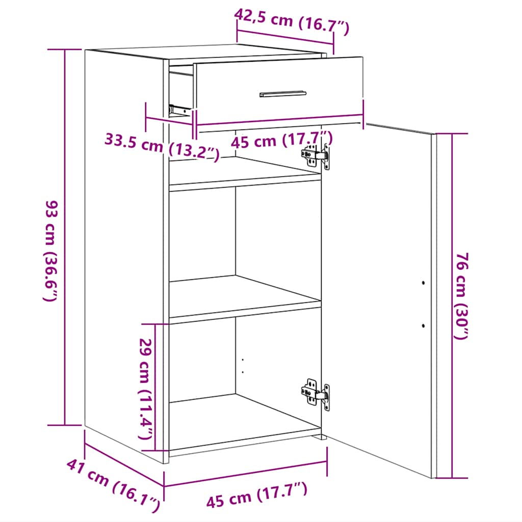 Buffet gris béton 45x42,5x93 cm bois d'ingénierie - XIOS