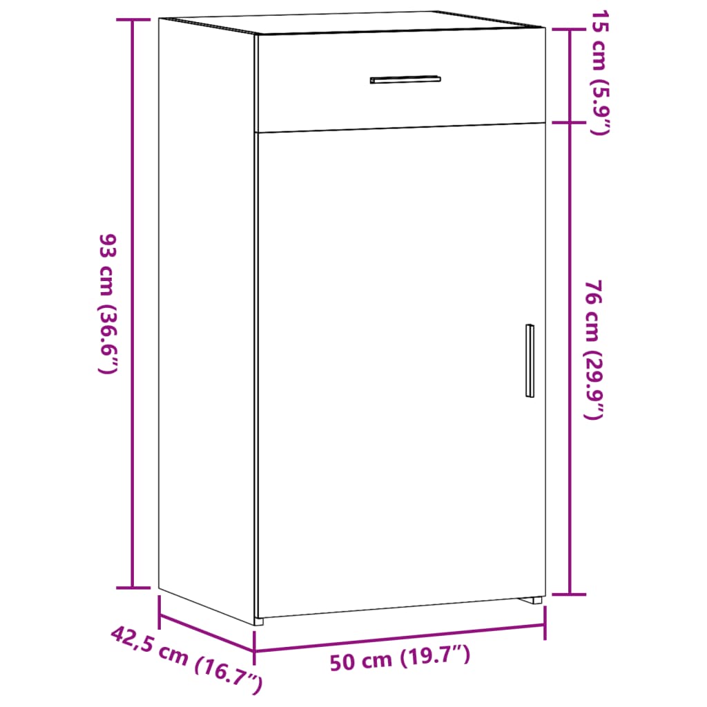 Buffet chêne fumé 50x42,5x93 cm bois d'ingénierie