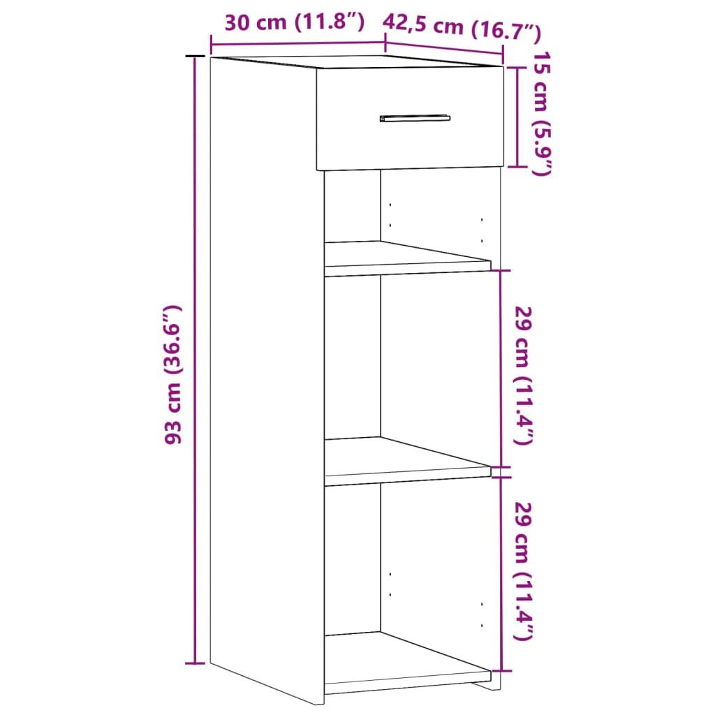 Buffet chêne sonoma 30x42,5x93 cm bois d'ingénierie - XIOS